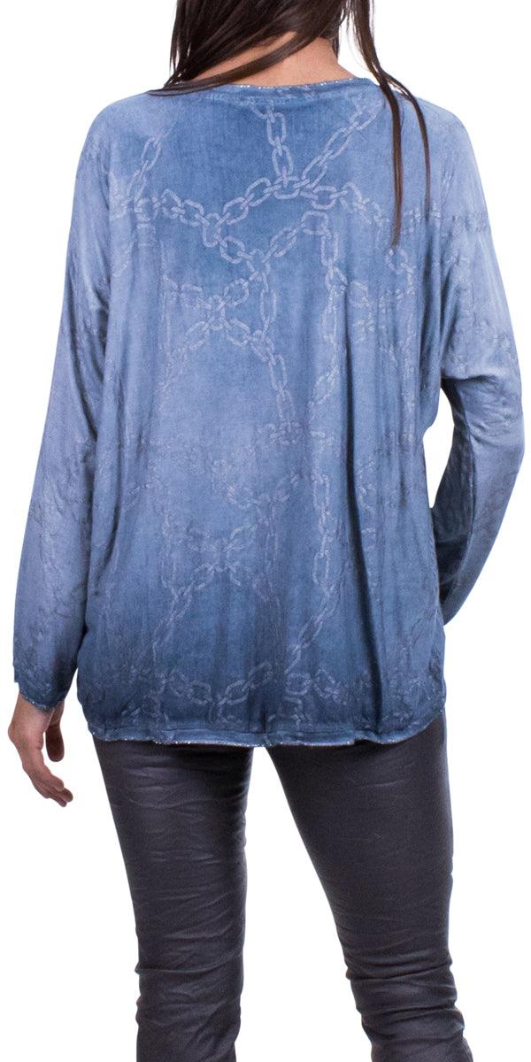 Francesca Top - Gigi Moda - Made in Italy # Blouse, chain print, Gigi Moda, hand wash, Made in Italy, one size, OS, Sleeves, Top, washable
