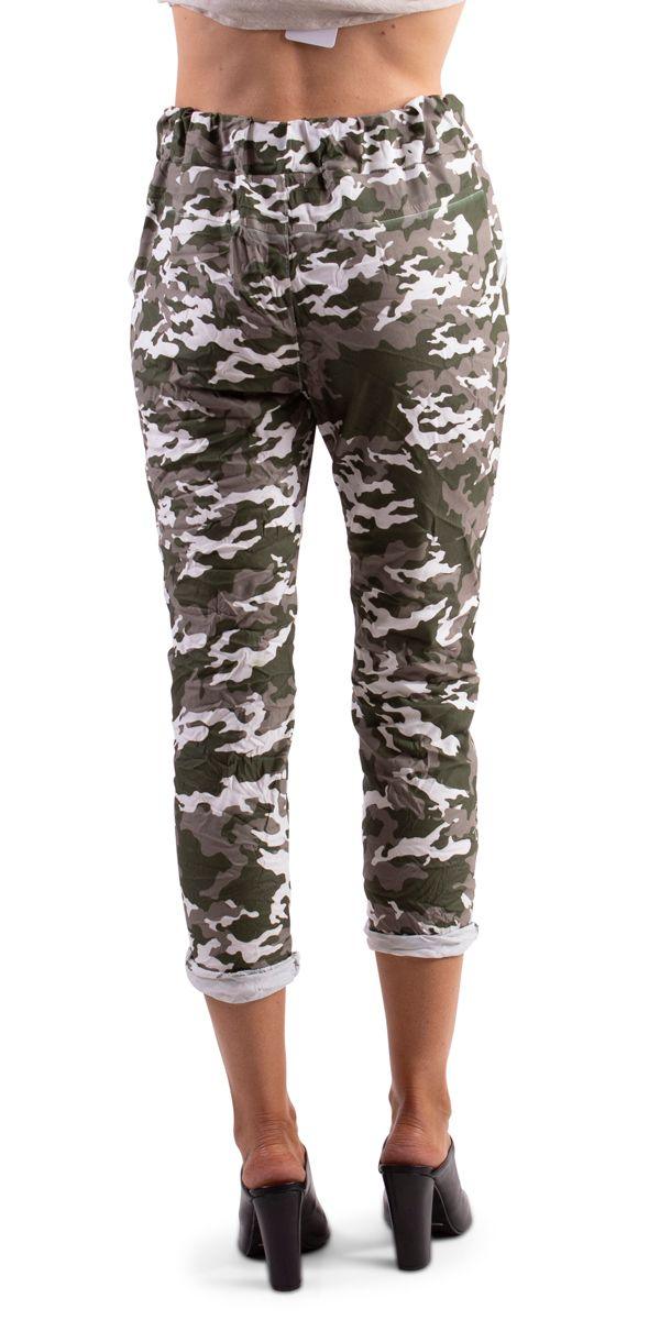 Celina Army Pant - Gigi Moda - Made in Italy # Butterfly, Camo, Cotton, drawstring, drawstring pants, Gigi Moda, Made in Italy, one size, OS, Pants, resort, spring, summer, washable