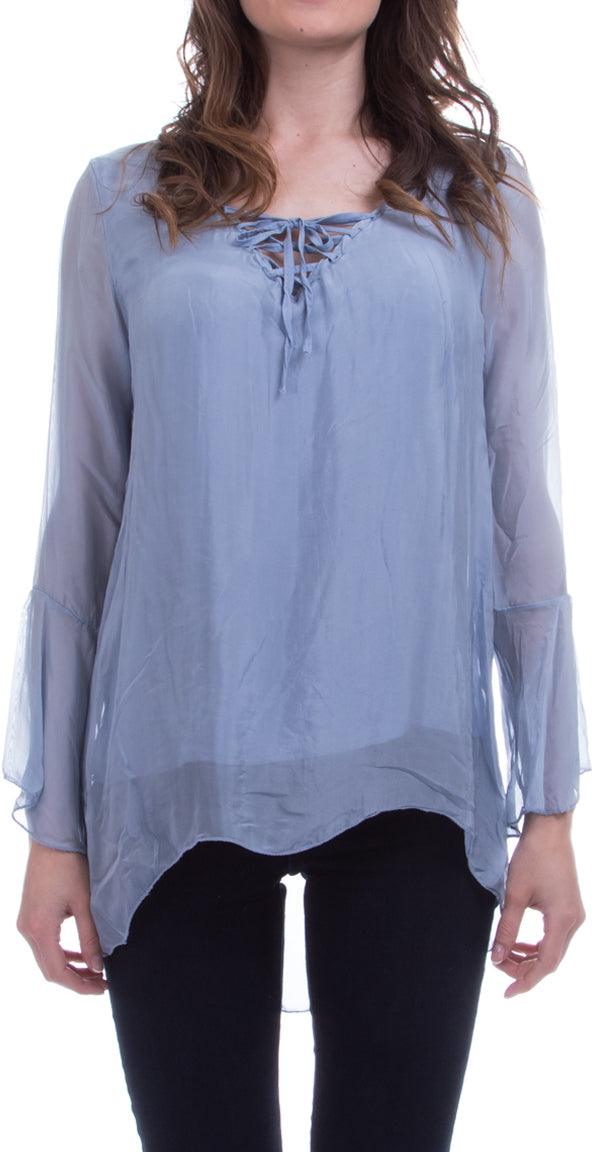 Mariam Boho Blouse - Gigi Moda - Made in Italy # 100% Silk, Bell sleeve, Blouse, boho, Gigi Moda, Long Sleeve, long sleeves, Made in Italy, shop gigi moda, Silk, Sleeves, Top