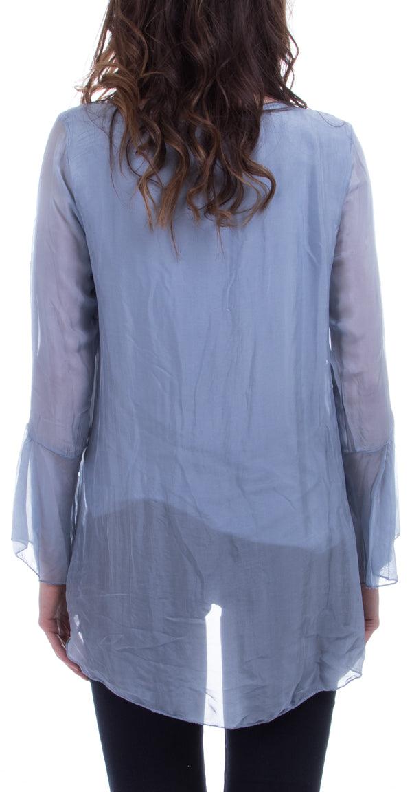 Mariam Boho Blouse - Gigi Moda - Made in Italy # 100% Silk, Bell sleeve, Blouse, boho, Gigi Moda, Long Sleeve, long sleeves, Made in Italy, shop gigi moda, Silk, Sleeves, Top