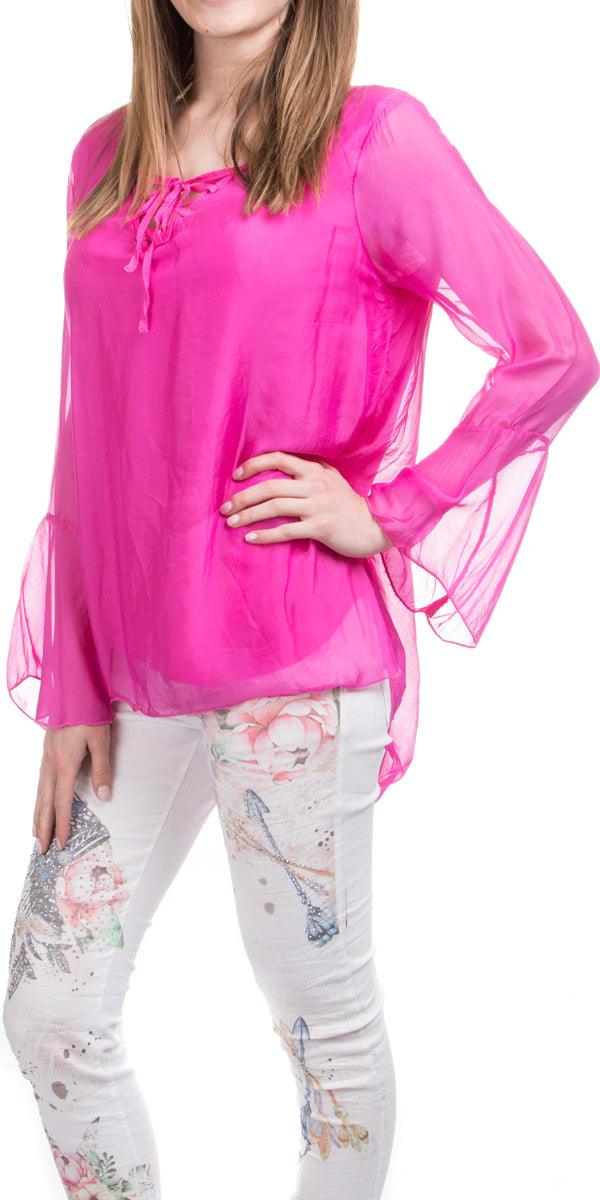 Mariam Boho Blouse - Gigi Moda - Made in Italy # 100% Silk, Bell sleeve, Blouse, boho, Gigi Moda, Long Sleeve, long sleeves, Made in Italy, shop gigi moda, Silk, Sleeves, Top