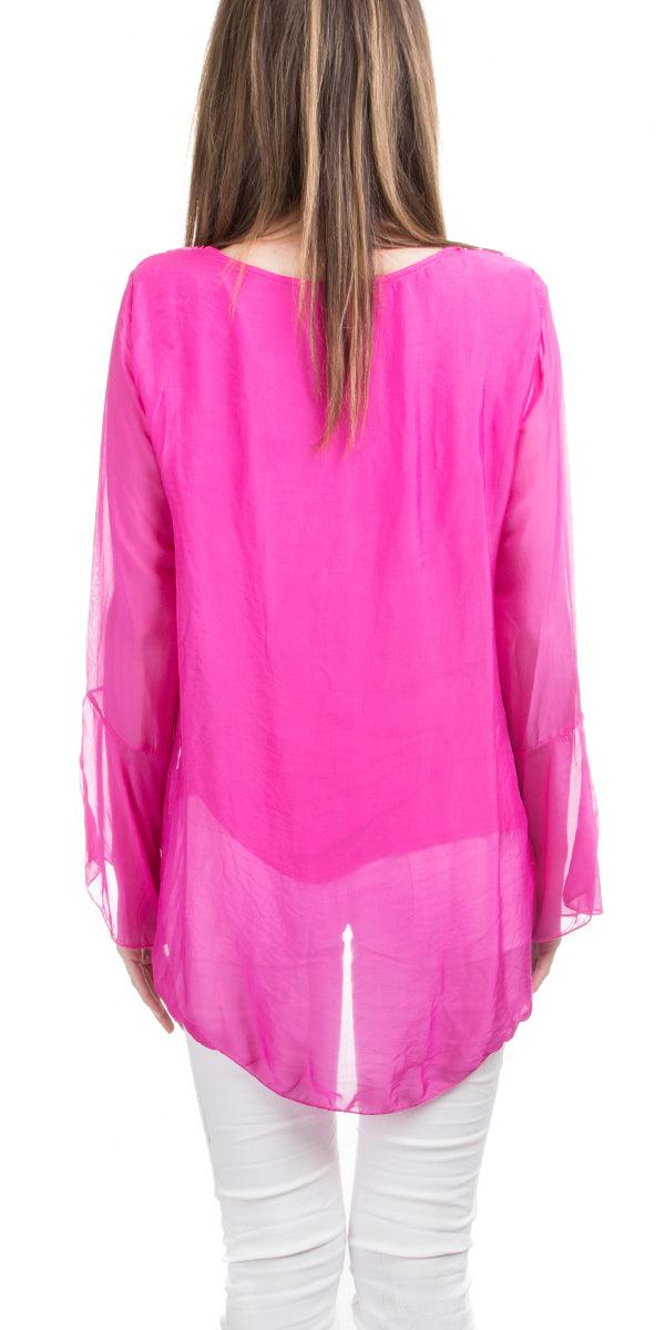 Mariam Boho Blouse - Gigi Moda - Made in Italy # 100% Silk, Bell sleeve, Blouse, boho, Gigi Moda, Long Sleeve, long sleeves, Made in Italy, shop gigi moda, Silk, Sleeves, Top