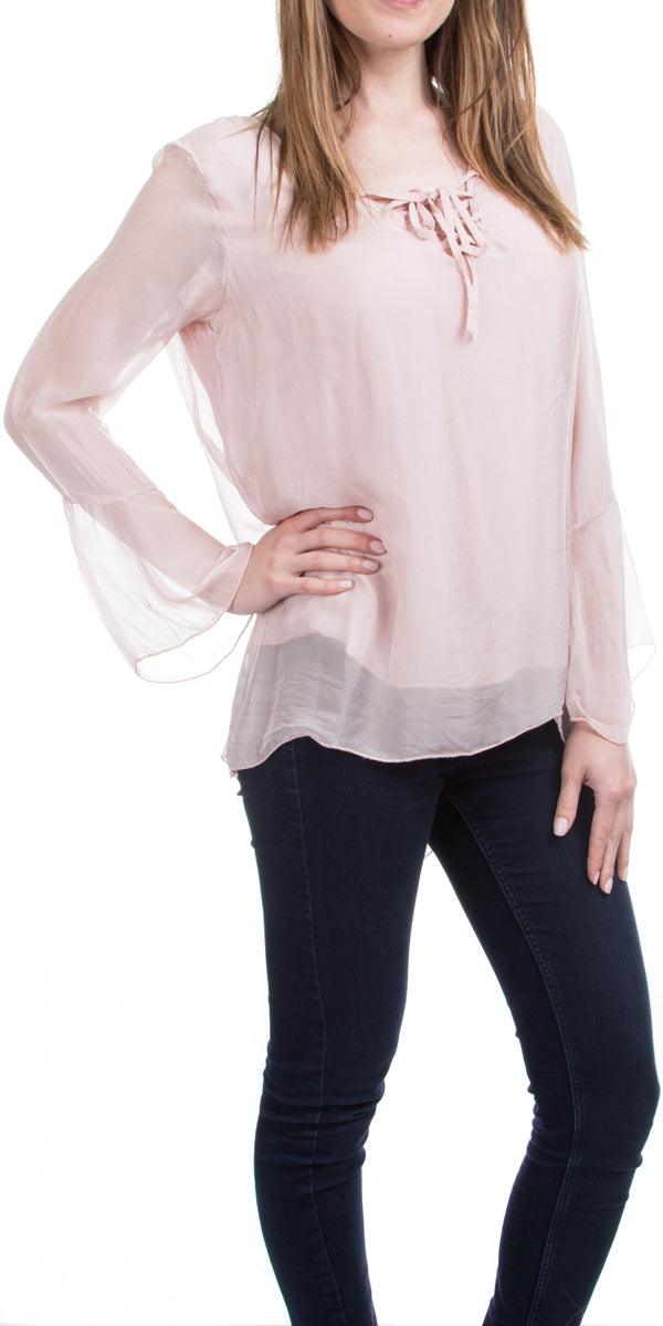 Mariam Boho Blouse - Gigi Moda - Made in Italy # 100% Silk, Bell sleeve, Blouse, boho, Gigi Moda, Long Sleeve, long sleeves, Made in Italy, shop gigi moda, Silk, Sleeves, Top