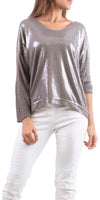 Alexis Long Sleeve Shimmery Top - Shop Gigi Moda - Made in Italy # Blouses, Comforatable fit, Made in Italy, metallic shine, shimmer, Tops, Womans clothing