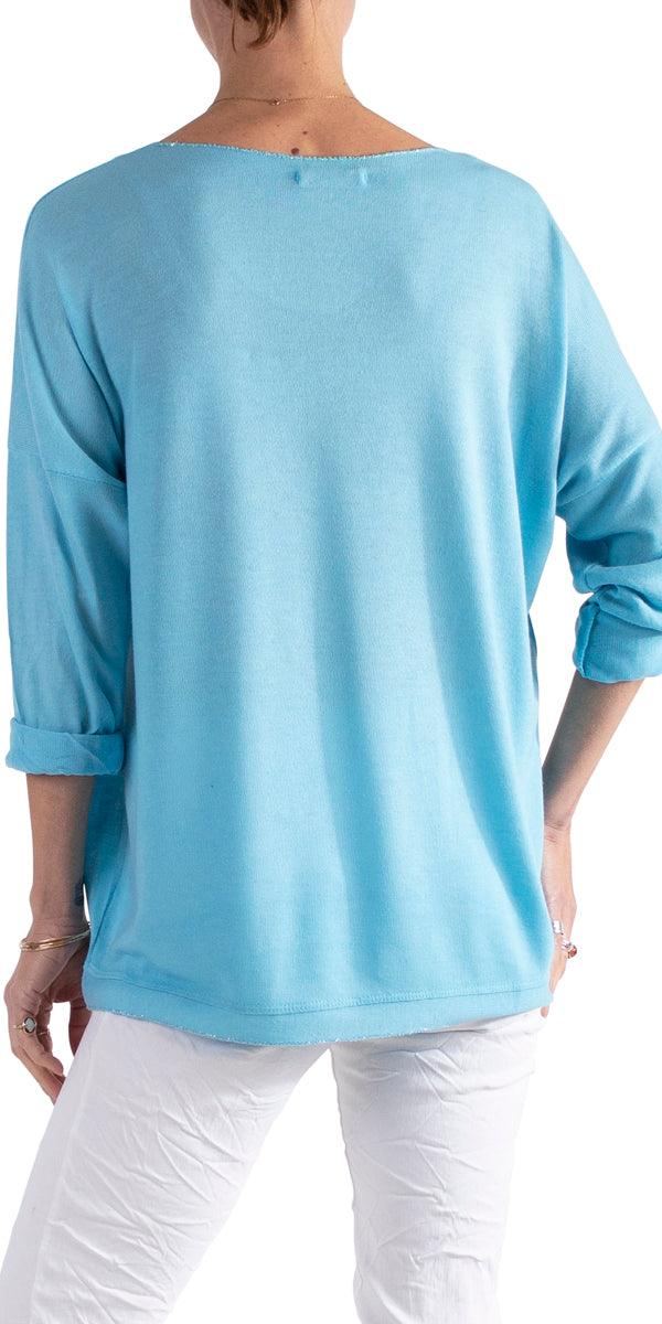Alexis Long Sleeve Shimmery Top - Gigi Moda - Made in Italy # Blouses, Comforatable fit, Made in Italy, metallic shine, shimmer, Tops, Womans clothing