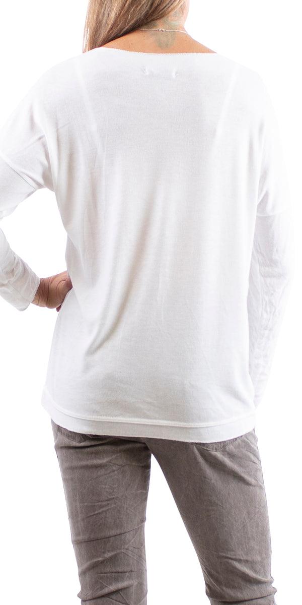 Alexis Long Sleeve Shimmery Top - Gigi Moda - Made in Italy # Blouses, Comforatable fit, Made in Italy, metallic shine, shimmer, Tops, Womans clothing