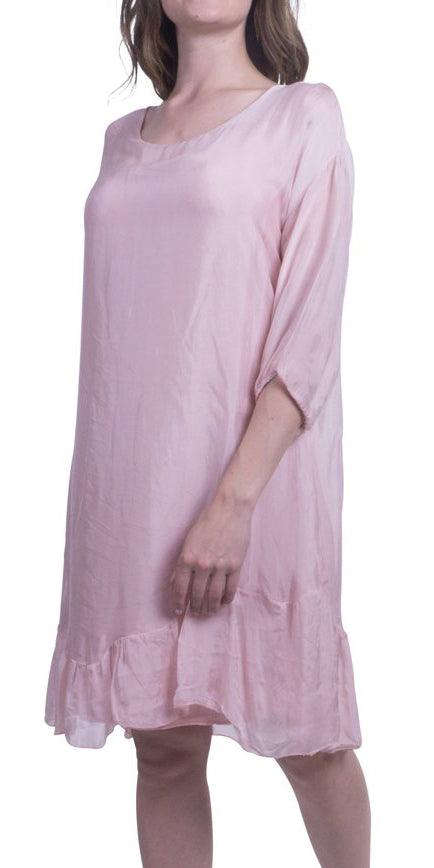 Strolia Silk Dress - Gigi Moda - Made in Italy # 100% Silk, Dress, GATHERED, Gigi Moda, Made in Italy, OS, Ruffle, ruffle dress, Silk, washable