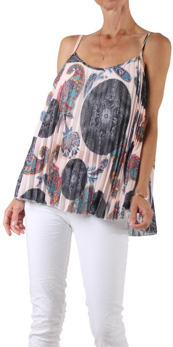 Edie Tank - Gigi Moda - Made in Italy # comfortable, comfy top, Gigi Moda, italian tank top, Made in Italy, OS, paisley print, pleated, resort wear, SPRING TOP, tank, Tank Top, viscose