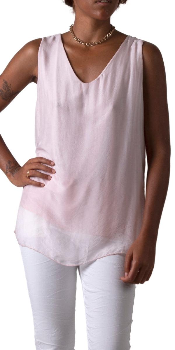 Fernanda Silk Top - Gigi Moda - Made in Italy # 100% Silk, Blouse, italian blouse, italian tank top, italian top, Made in Italy, OS, resort wear, Silk, silk blouse, silk tank, Sleeveless, sleeveless top, Tank Top, Top