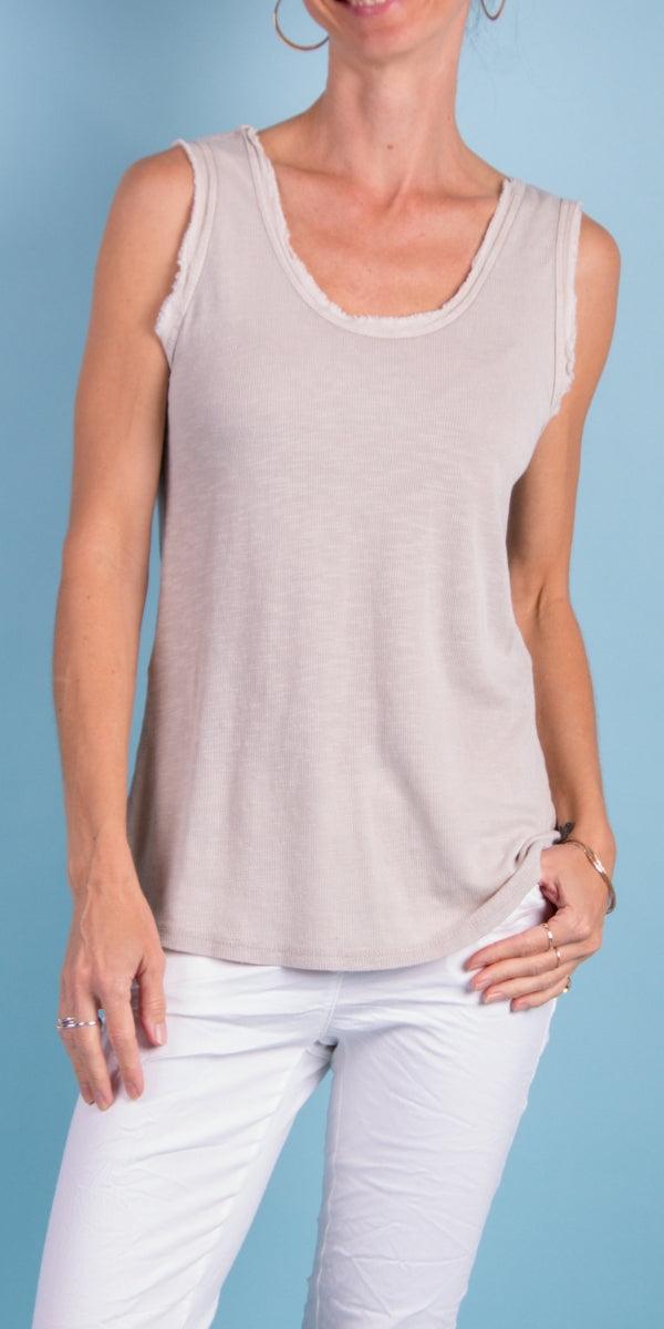 Avena Cotton Tank - Gigi Moda - Made in Italy # 100% Cotton, Cotton, cotton top, Gigi Moda, Made in Italy, one size, OS, Sleeveless, spring, summer, tank, Tank Top, Top