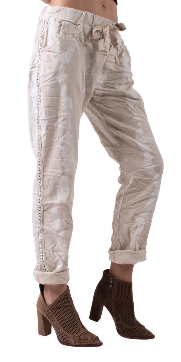 Caterina Striped Tie Dye Pants - Gigi Moda - Made in Italy # blue, comfortable, comfy, cotton, cropped, gigi moda, gray, hot pink, made in italy, olive, pant, pants, silver stud, solid color, stretchy, stripes, tie at waist, Tie Dye, white