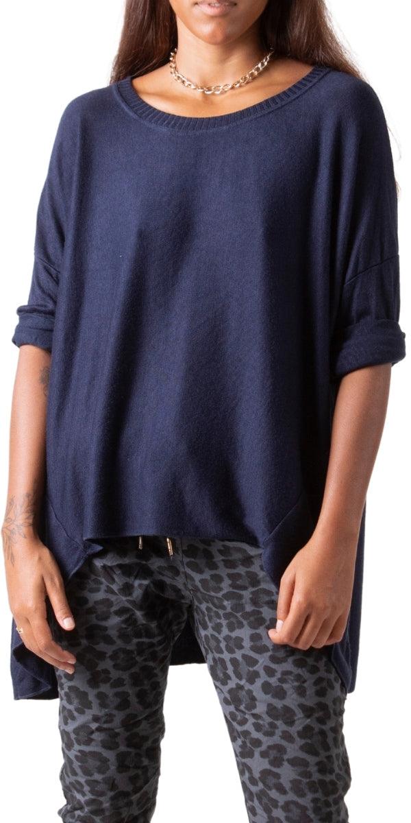 Costanza Top - Gigi Moda - Made in Italy # Gigi Moda, high low, knit sweater, Long Sleeve, Made in Italy, Round Neck, Sweater, Top