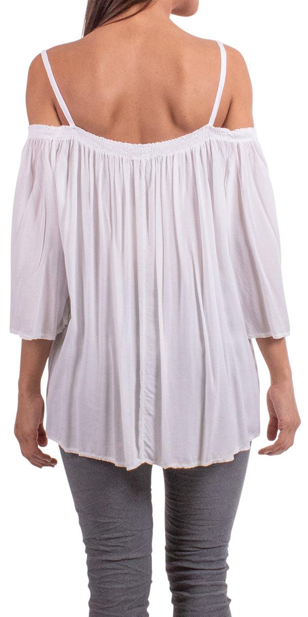 Arianna Top - Gigi Moda - Made in Italy # blouse, Cold Shoulder, Flowy, made in Italy, Straps, viscose top