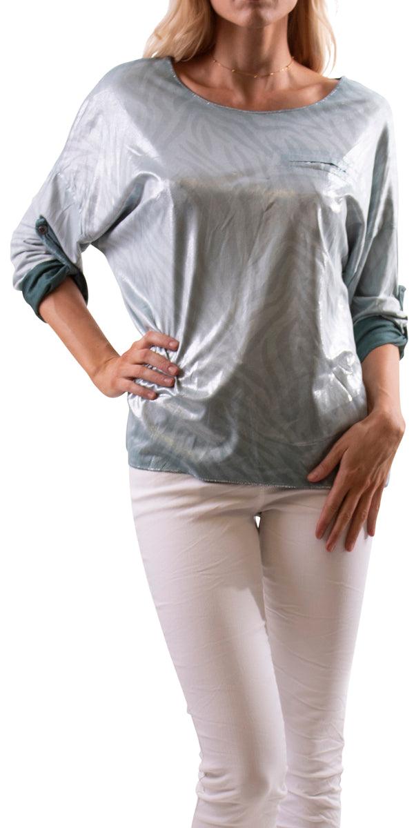 Amy Metallic Zebra Sweater - Gigi Moda - Made in Italy # Blouse, fall, Gigi Moda, Made in Italy, Top