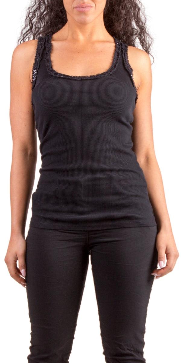 Antonia Ribbed Tank - Gigi Moda - Made in Italy # Gigi Moda, Made in Italy, one size, OS, racerback, Sequins, Sleeveless, spring, summer, tank, Tank Top, Top