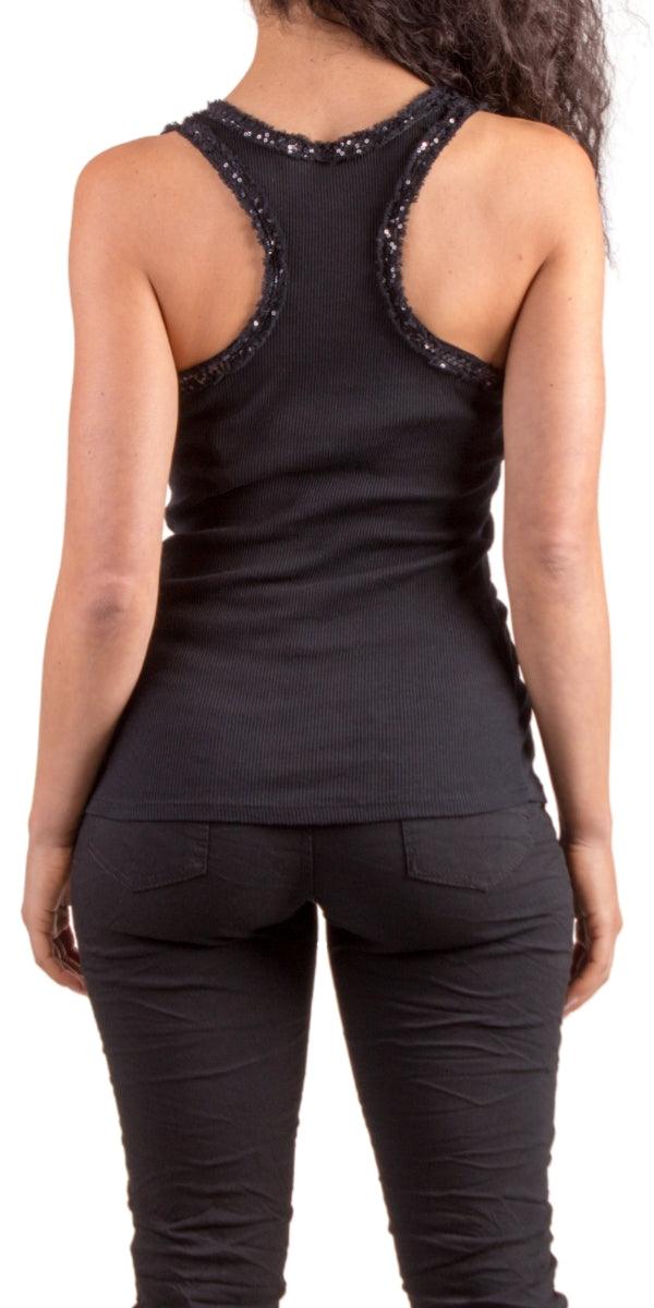Antonia Ribbed Tank - Gigi Moda - Made in Italy # Gigi Moda, Made in Italy, one size, OS, racerback, Sequins, Sleeveless, spring, summer, tank, Tank Top, Top