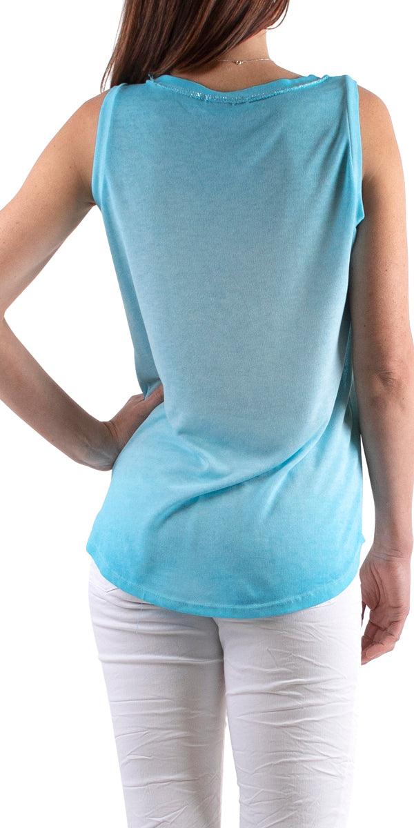 Ferno V-Neck Two Tone Tank - Gigi Moda - Made in Italy # free shipping, Gigi Moda, lightweight, Made in Italy, one size, OS, shimmer, Sleeveless, Top, V Neck