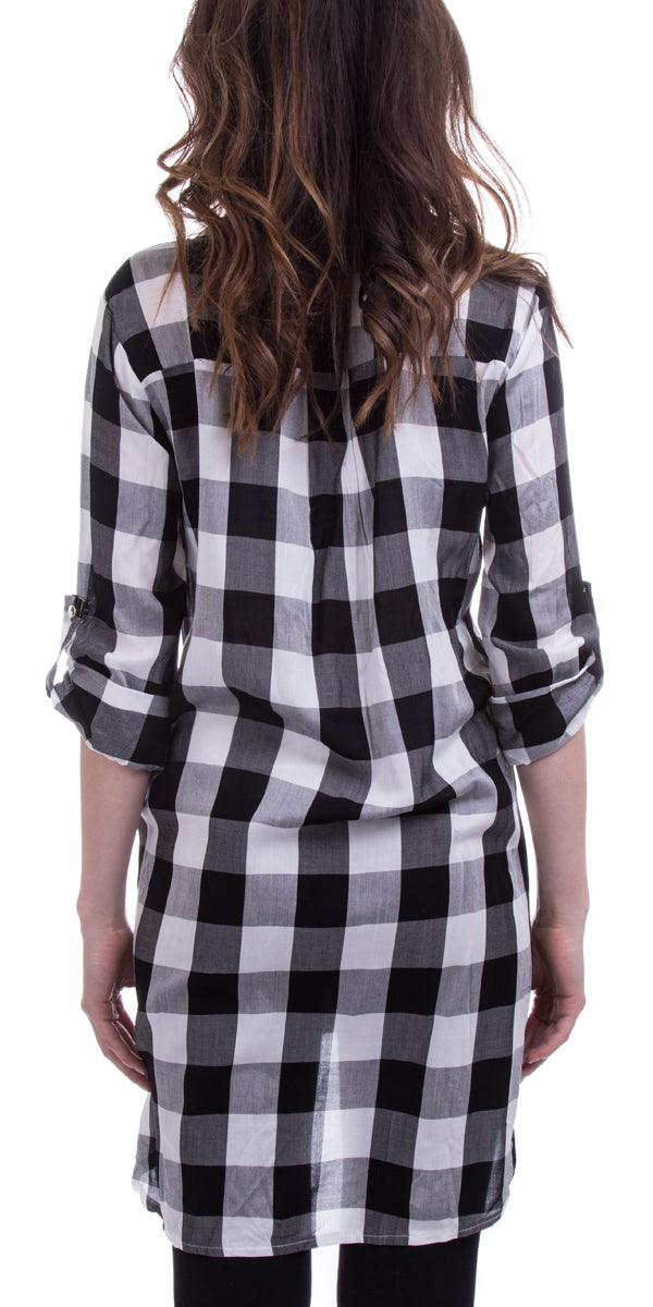 Gingham Shirt - Gigi Moda - Made in Italy # collar, Gigi Moda, gingham, henley placket, Made in Italy, OS, shirt