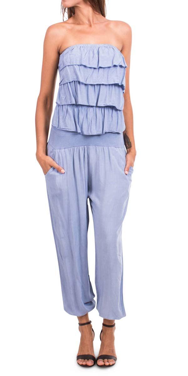 Elba Jumpsuit - Gigi Moda - Made in Italy # Gigi Moda, hand wash, Jumpsuit, Made in Italy, one size, OS, Ruffle, Sleeveless, Strapless, washable