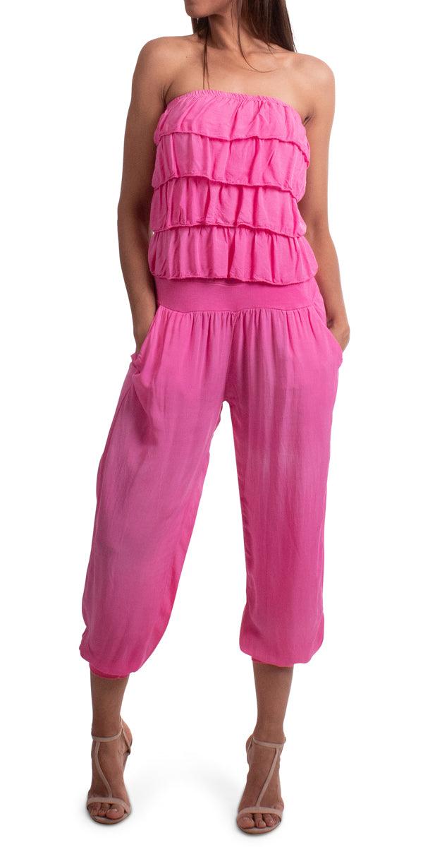 Elba Jumpsuit - Gigi Moda - Made in Italy # Gigi Moda, hand wash, Jumpsuit, Made in Italy, one size, OS, Ruffle, Sleeveless, Strapless, washable