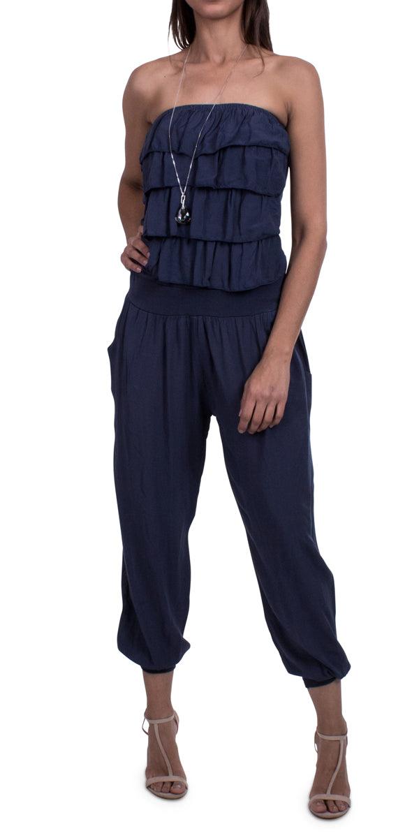 Elba Jumpsuit - Gigi Moda - Made in Italy # Gigi Moda, hand wash, Jumpsuit, Made in Italy, one size, OS, Ruffle, Sleeveless, Strapless, washable