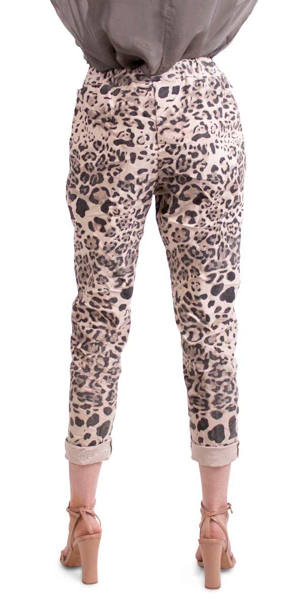 Cornelia Leopard Pant - Gigi Moda - Made in Italy # 3/4 length, cotton, drawstring, elastane, Gigi Moda, Italian Clothing, linen, Made in Italy, Pants, spring, stretchy, summer, washable