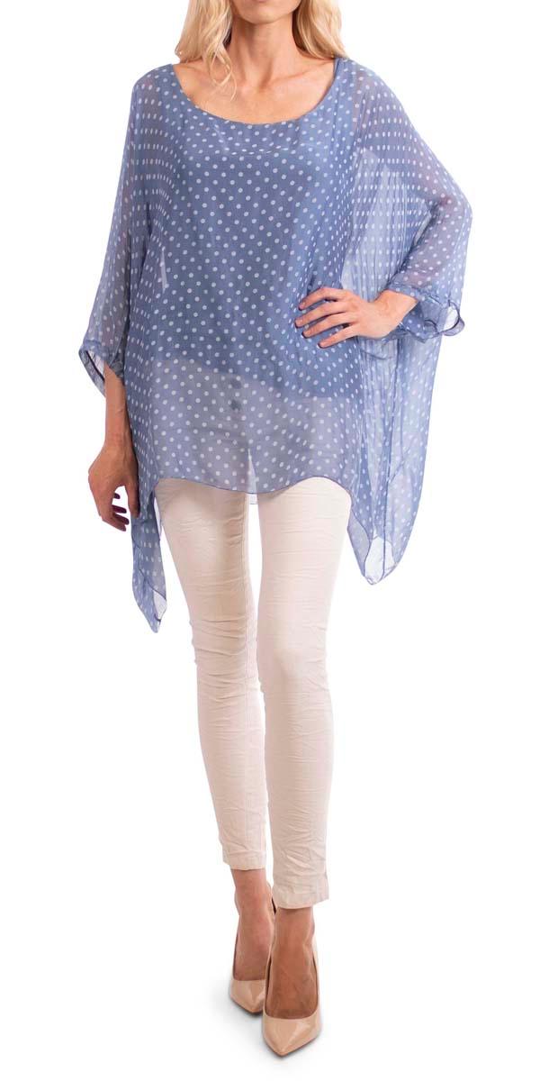 Camila Kaftan - Gigi Moda - Made in Italy # 8183, 8183d, dot print, elastic, gigi moda, kaftan, made in italy, resort, resort wear, silk, viscose