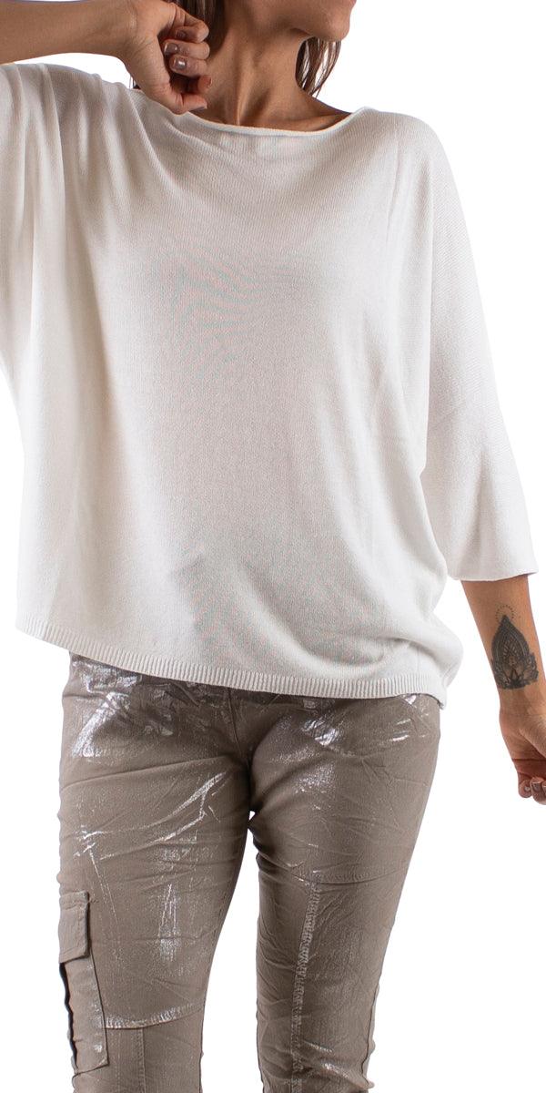 Biano Boat Neck Sweater - Gigi Moda - Made in Italy # 3/4 Sleeve, free shipping, Gigi Moda, knit sweater, Made in Italy, one size, washable