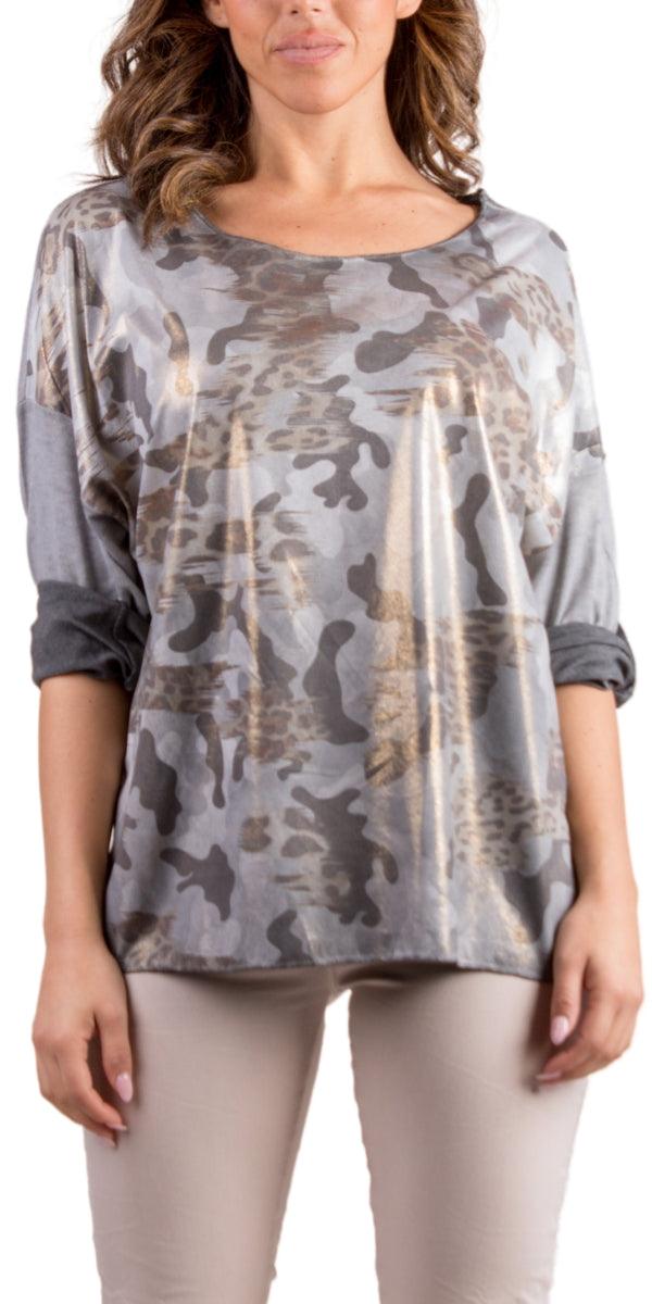 Di Svago Sweater - Gigi Moda - Made in Italy # animal print, Blouse, Camo, comforatable fit, Gigi Moda, gigi moda. made in italy, leopard, Leopard Print, Long Sleeve, made in italy, shop gigi moda, Tops, womans clothing