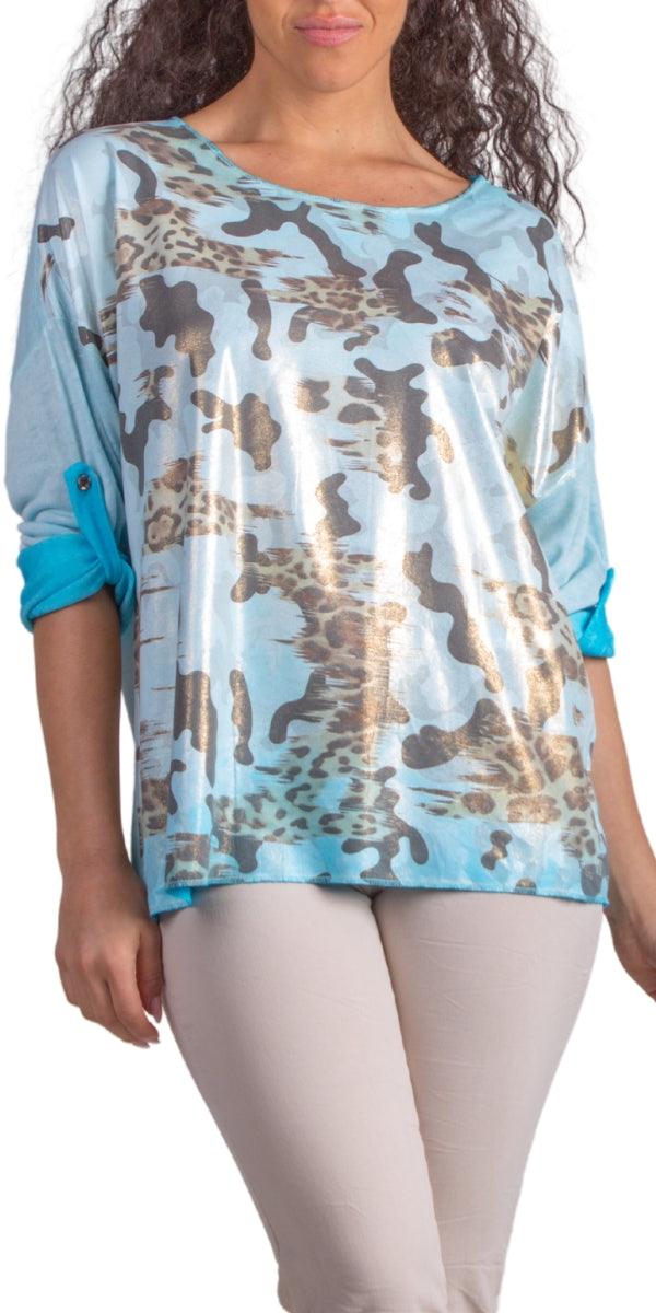 Di Svago Sweater - Gigi Moda - Made in Italy # animal print, Blouse, Camo, comforatable fit, Gigi Moda, gigi moda. made in italy, leopard, Leopard Print, Long Sleeve, made in italy, shop gigi moda, Tops, womans clothing