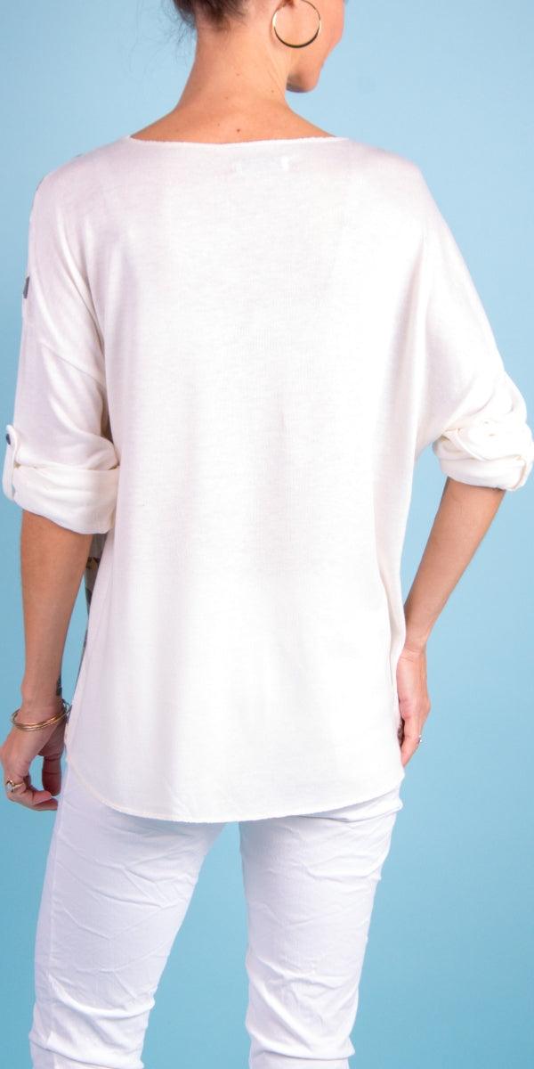 Di Svago Sweater - Gigi Moda - Made in Italy # animal print, Blouse, Camo, comforatable fit, Gigi Moda, gigi moda. made in italy, leopard, Leopard Print, Long Sleeve, made in italy, shop gigi moda, Tops, womans clothing