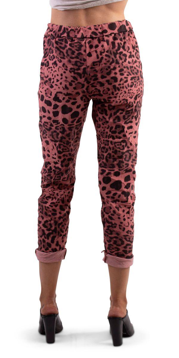 Cornelia Leopard Pant - Gigi Moda - Made in Italy # 3/4 length, cotton, drawstring, elastane, Gigi Moda, Italian Clothing, linen, Made in Italy, Pants, spring, stretchy, summer, washable