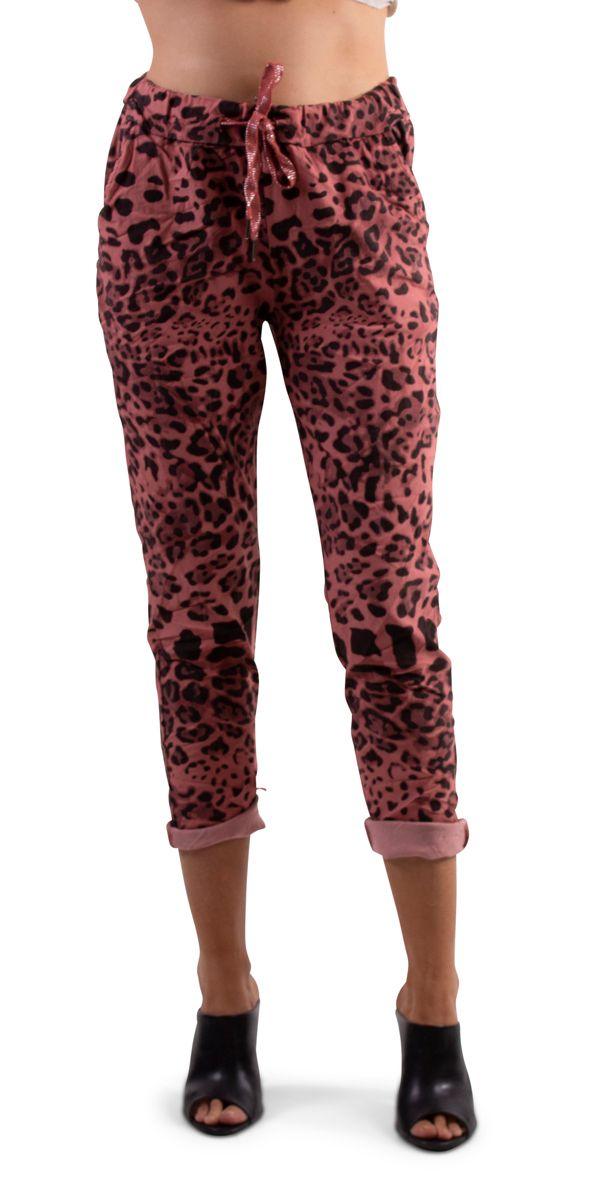 Cornelia Leopard Pant - Gigi Moda - Made in Italy # 3/4 length, cotton, drawstring, elastane, Gigi Moda, Italian Clothing, linen, Made in Italy, Pants, spring, stretchy, summer, washable