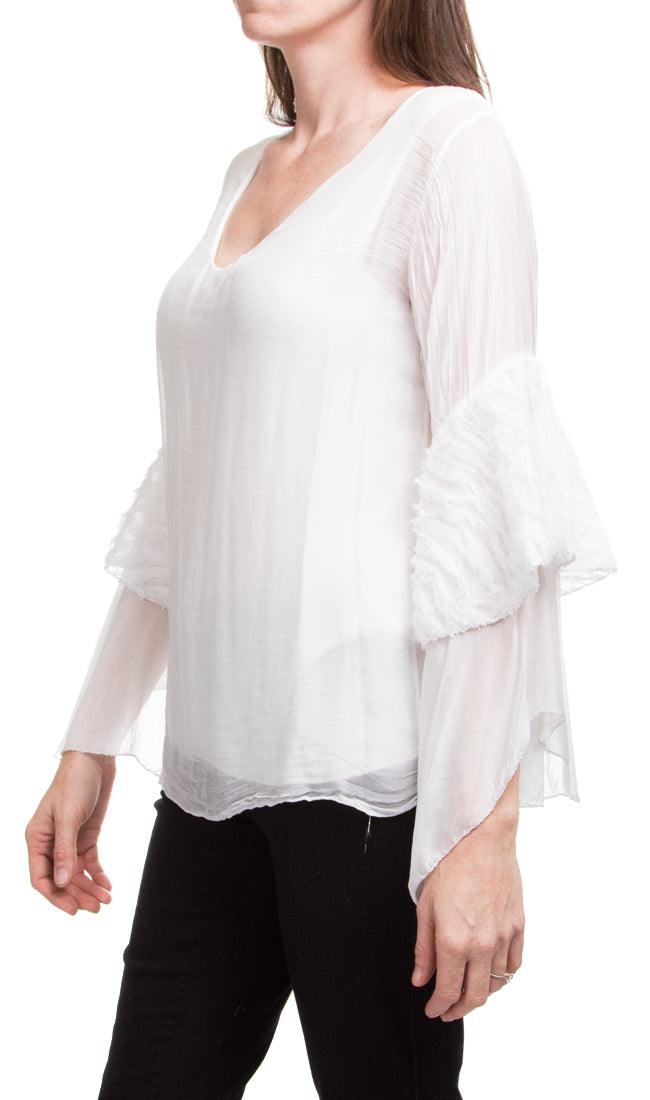 Beccy Blouse - Gigi Moda - Made in Italy # Blouse, Gigi Moda, Layers, Made in Italy, OS, Ruffle, shop gigi moda, Silk