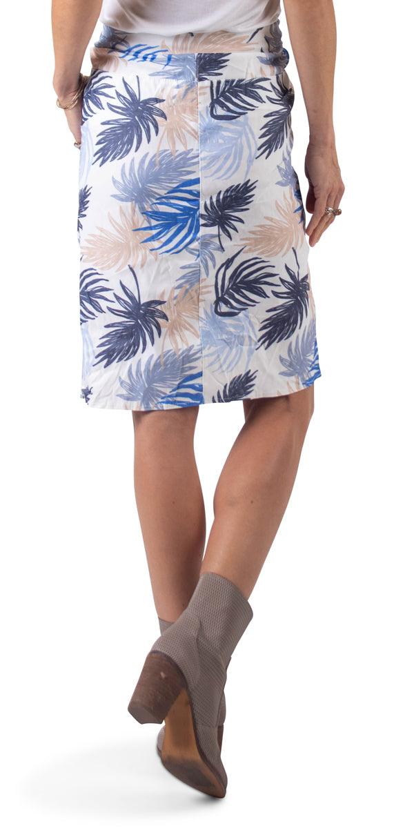 Kentia Print Skirt - Gigi Moda - Made in Italy # drawstring, floral, gigi moda, italian clothing, made in italy, Palm Leaf Print, palm print, Pockets, side pockets, skirt