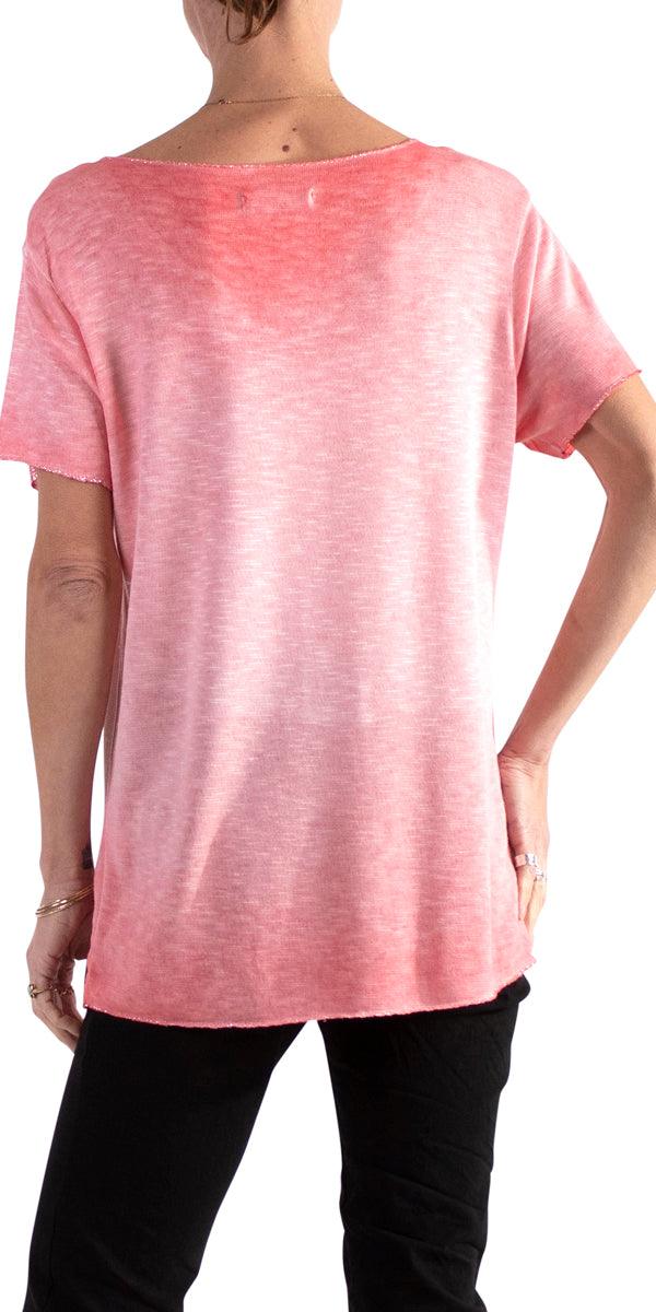 Lunia T-Shirt - Gigi Moda - Made in Italy # 8323, Gigi Moda, italian top, Made in Italy, metallic shine, one size, OS, resort, resort wear, Silver edges, washable