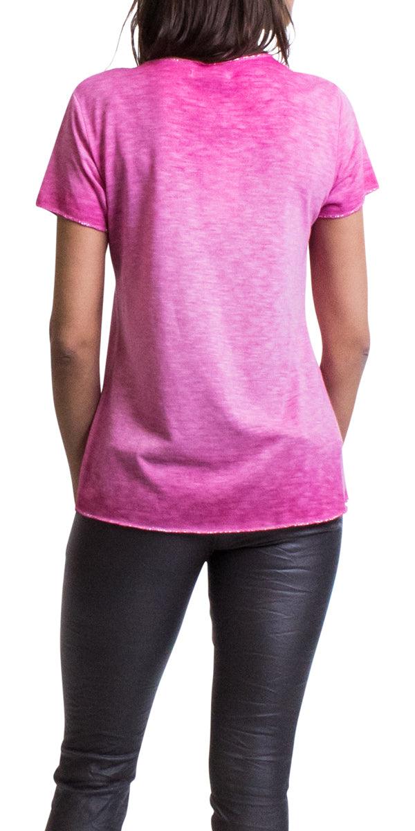 Lunia T-Shirt - Gigi Moda - Made in Italy # 8323, Gigi Moda, italian top, Made in Italy, metallic shine, one size, OS, resort, resort wear, Silver edges, washable