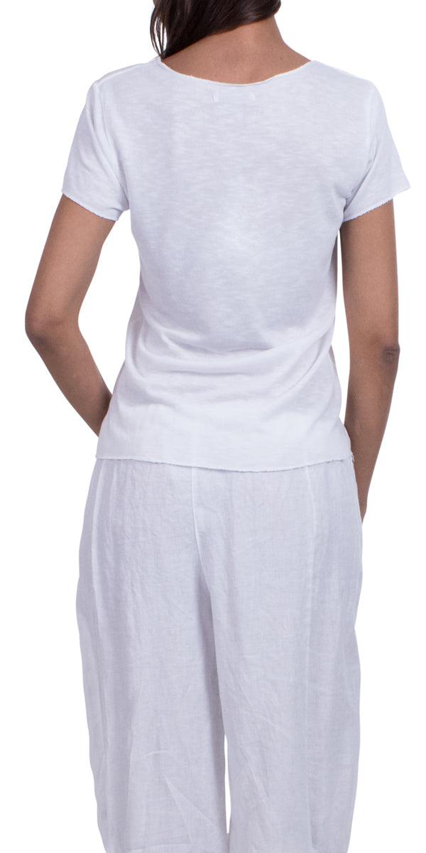 Lunia T-Shirt - Gigi Moda - Made in Italy # 8323, Gigi Moda, italian top, Made in Italy, metallic shine, one size, OS, resort, resort wear, Silver edges, washable