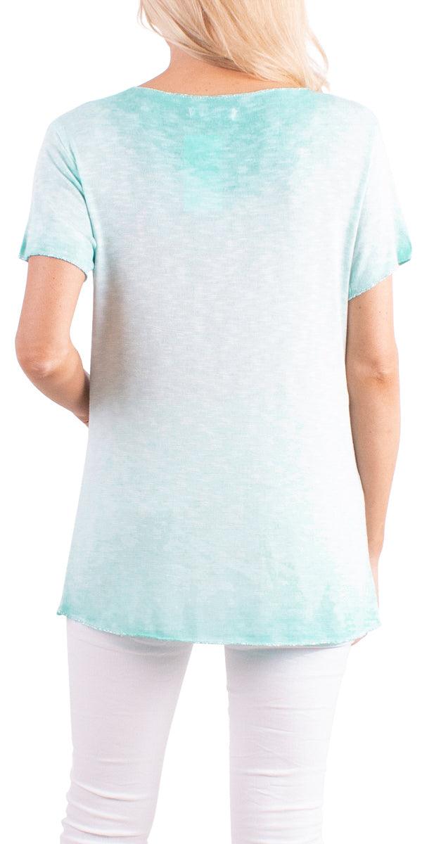 Lunia T-Shirt - Gigi Moda - Made in Italy # 8323, Gigi Moda, italian top, Made in Italy, metallic shine, one size, OS, resort, resort wear, Silver edges, washable