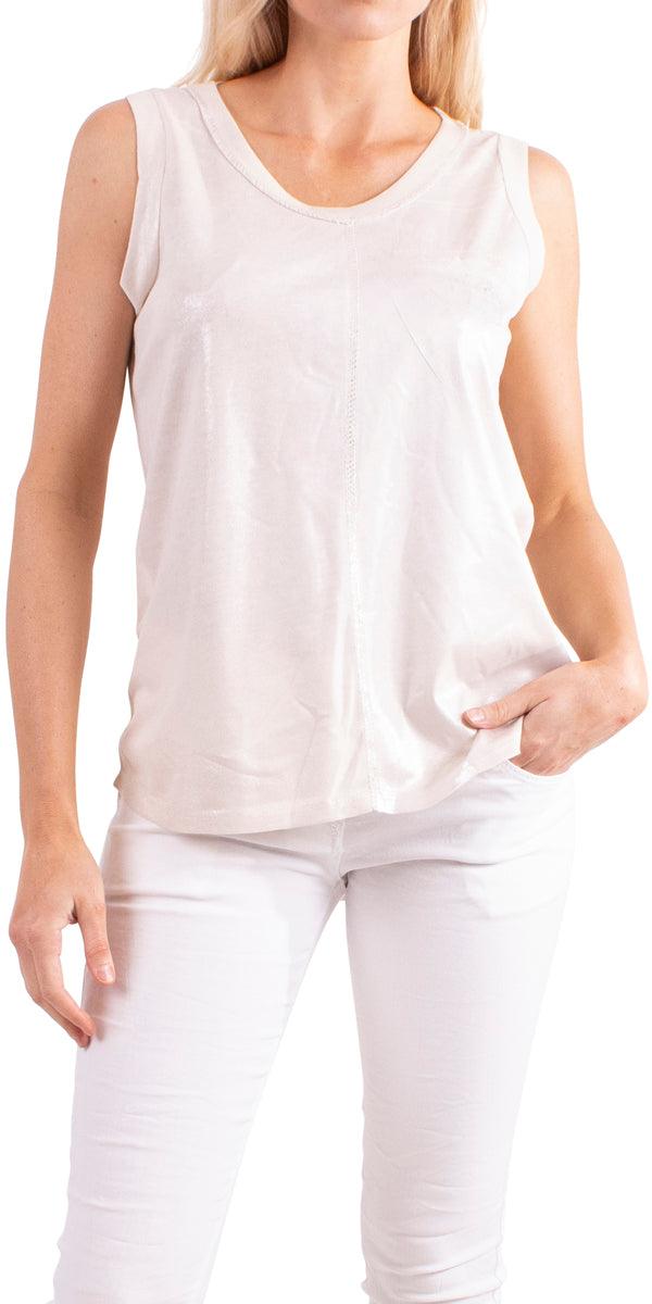 Ferno Round Neck Tank Top - Gigi Moda - Made in Italy # Blouse, free shipping, Gigi Moda, italian top, Made in Italy, one size, resort, Sleeveless, Top, viscose, washable