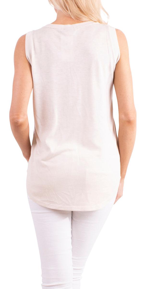 Ferno Round Neck Tank Top - Gigi Moda - Made in Italy # Blouse, free shipping, Gigi Moda, italian top, Made in Italy, one size, resort, Sleeveless, Top, viscose, washable