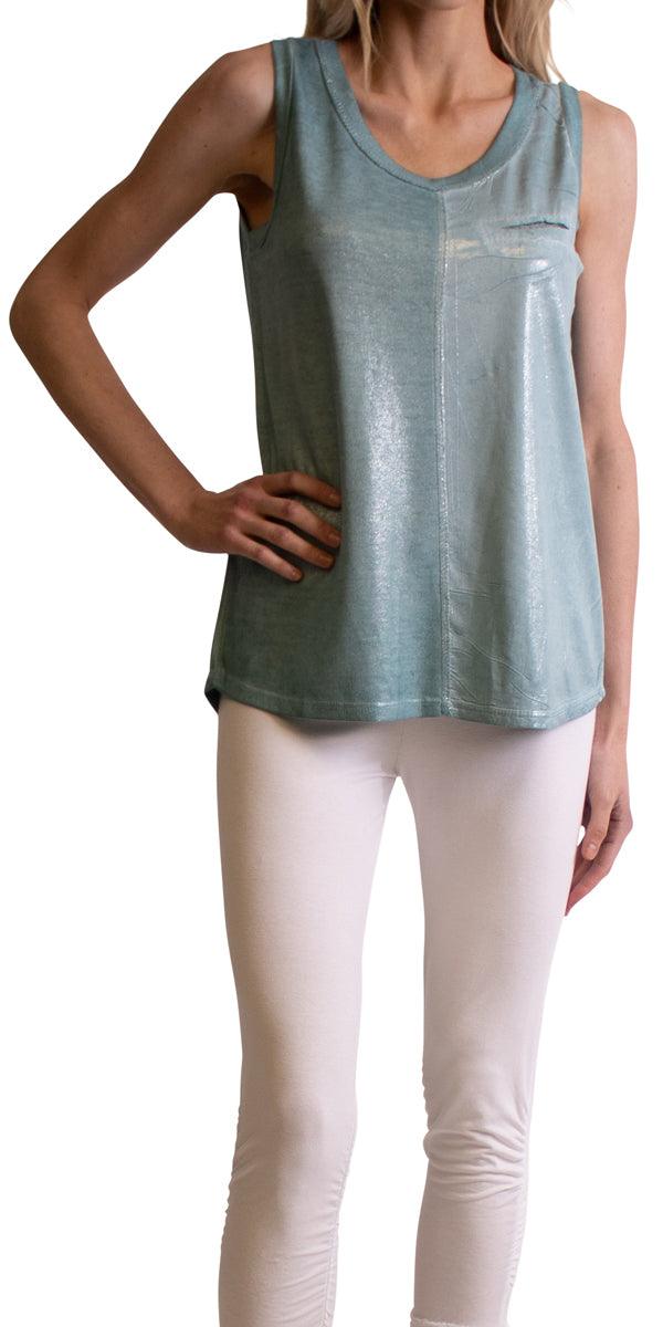 Ferno Round Neck Tank Top - Gigi Moda - Made in Italy # Blouse, free shipping, Gigi Moda, italian top, Made in Italy, one size, resort, Sleeveless, Top, viscose, washable