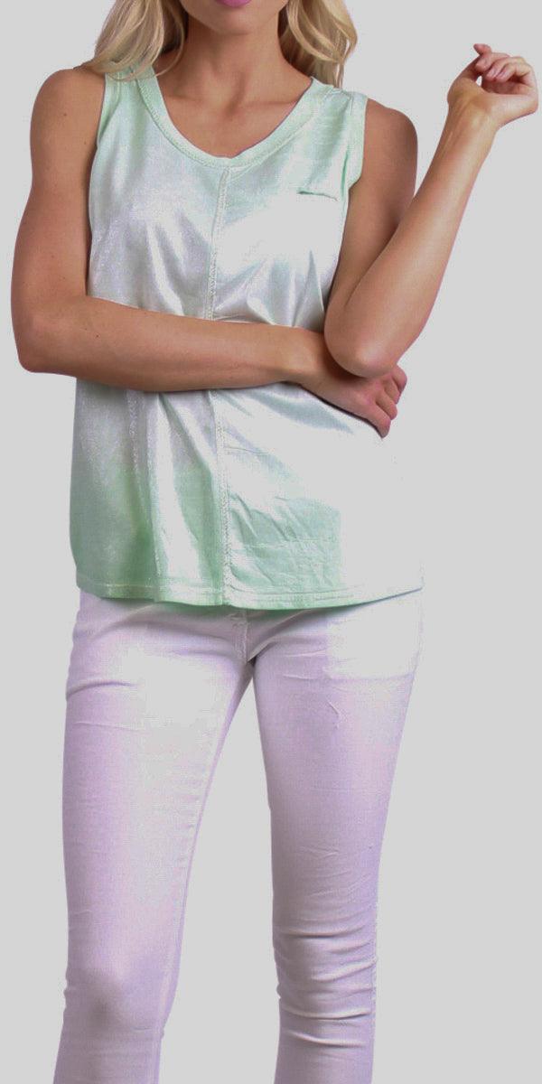 Ferno Round Neck Tank Top - Gigi Moda - Made in Italy # Blouse, free shipping, Gigi Moda, italian top, Made in Italy, one size, resort, Sleeveless, Top, viscose, washable