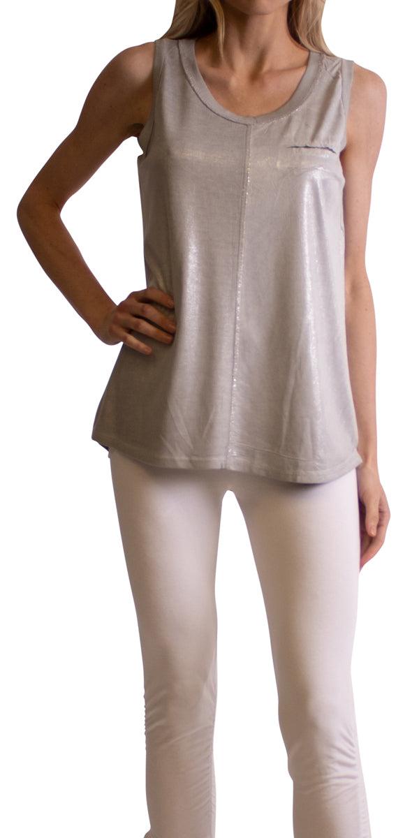 Ferno Round Neck Tank Top - Gigi Moda - Made in Italy # Blouse, free shipping, Gigi Moda, italian top, Made in Italy, one size, resort, Sleeveless, Top, viscose, washable