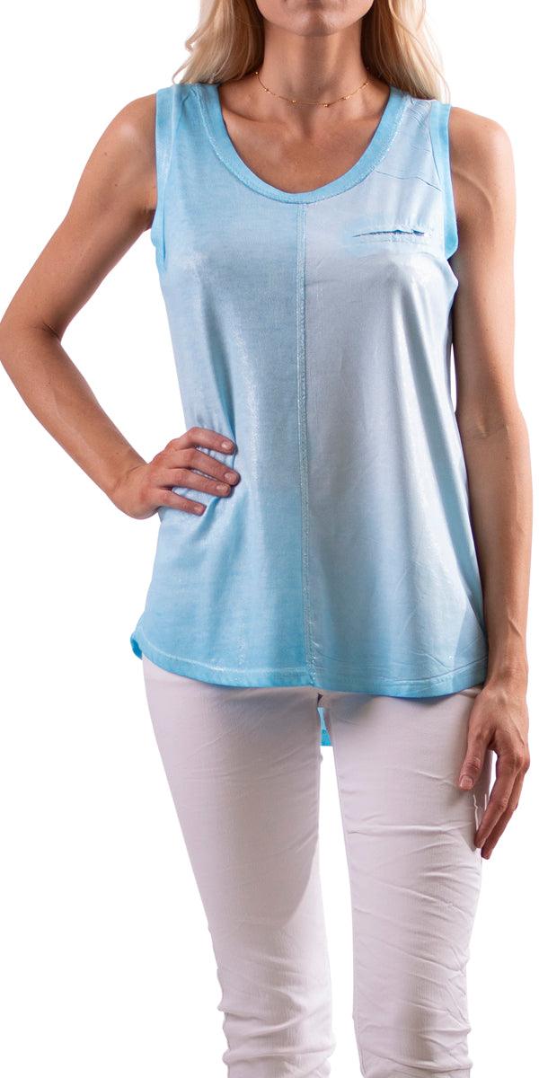 Ferno Round Neck Tank Top - Gigi Moda - Made in Italy # Blouse, free shipping, Gigi Moda, italian top, Made in Italy, one size, resort, Sleeveless, Top, viscose, washable