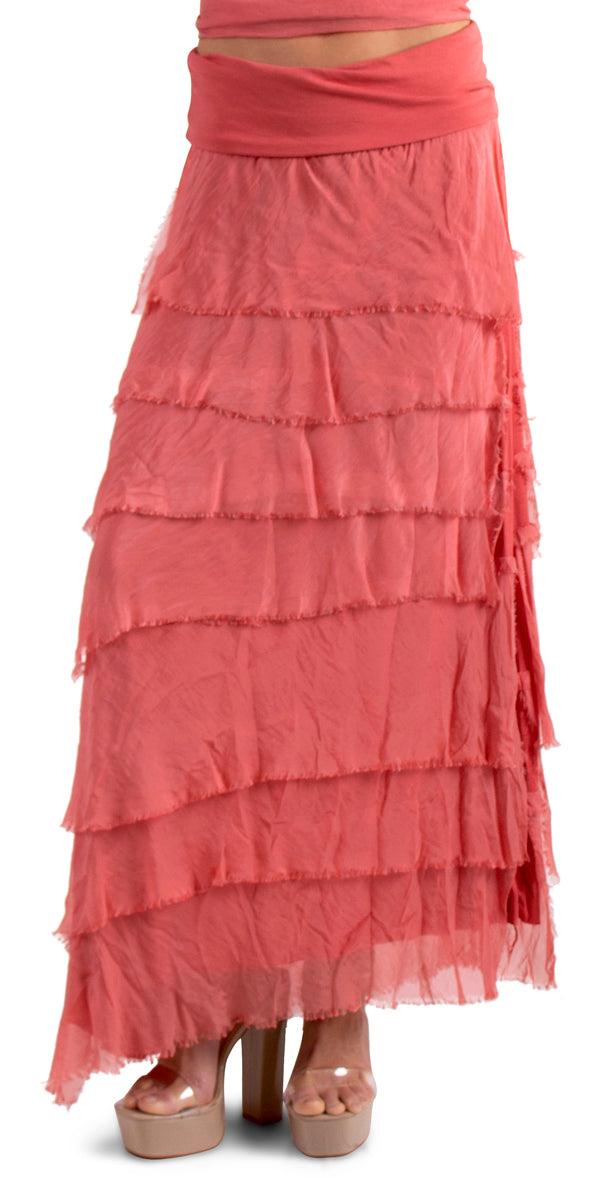 Siena Maxi Skirt - Gigi Moda - Made in Italy # 8601, Free Shipping, Gigi Moda, Made in Italy, OS, Ruffle, Silk