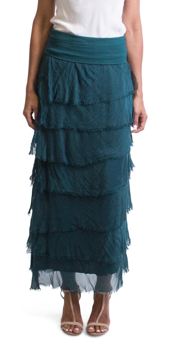 Siena Maxi Skirt - Gigi Moda - Made in Italy # 8601, Free Shipping, Gigi Moda, Made in Italy, OS, Ruffle, Silk