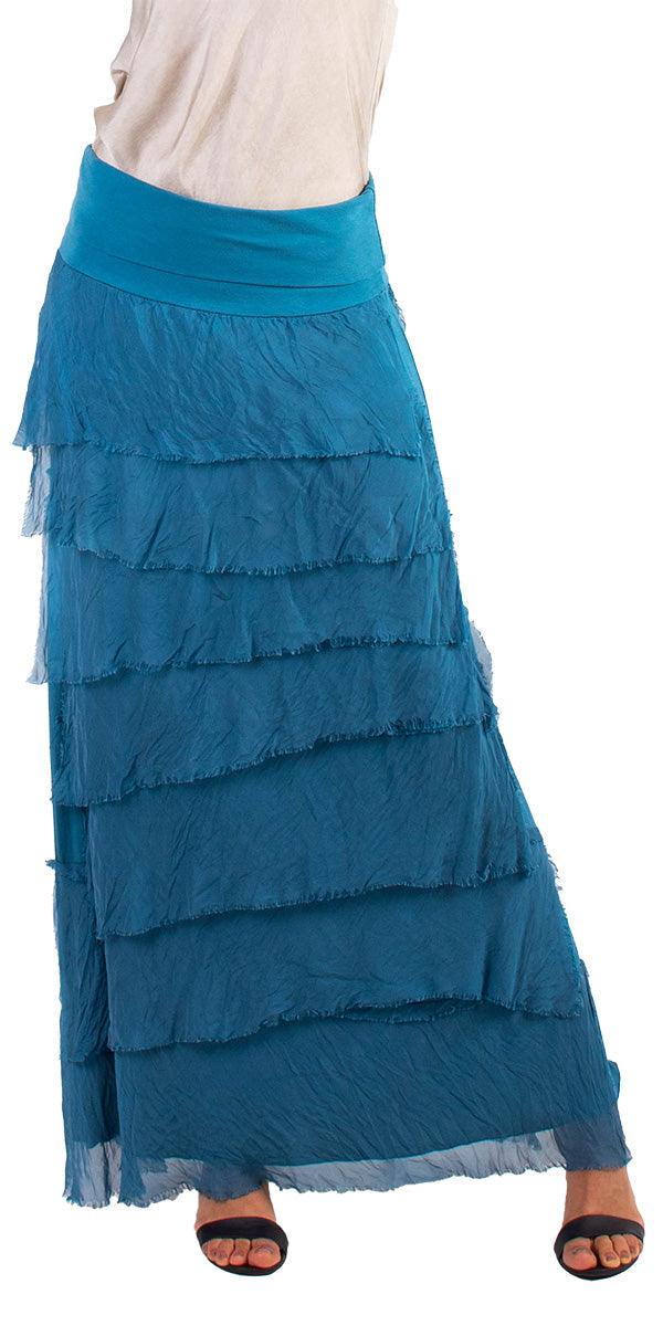 Siena Maxi Skirt - Gigi Moda - Made in Italy # 8601, Free Shipping, Gigi Moda, Made in Italy, OS, Ruffle, Silk