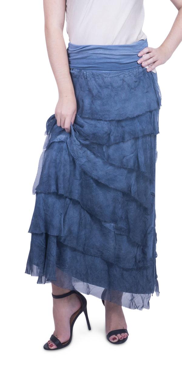 Siena Maxi Skirt - Gigi Moda - Made in Italy # 8601, Free Shipping, Gigi Moda, Made in Italy, OS, Ruffle, Silk