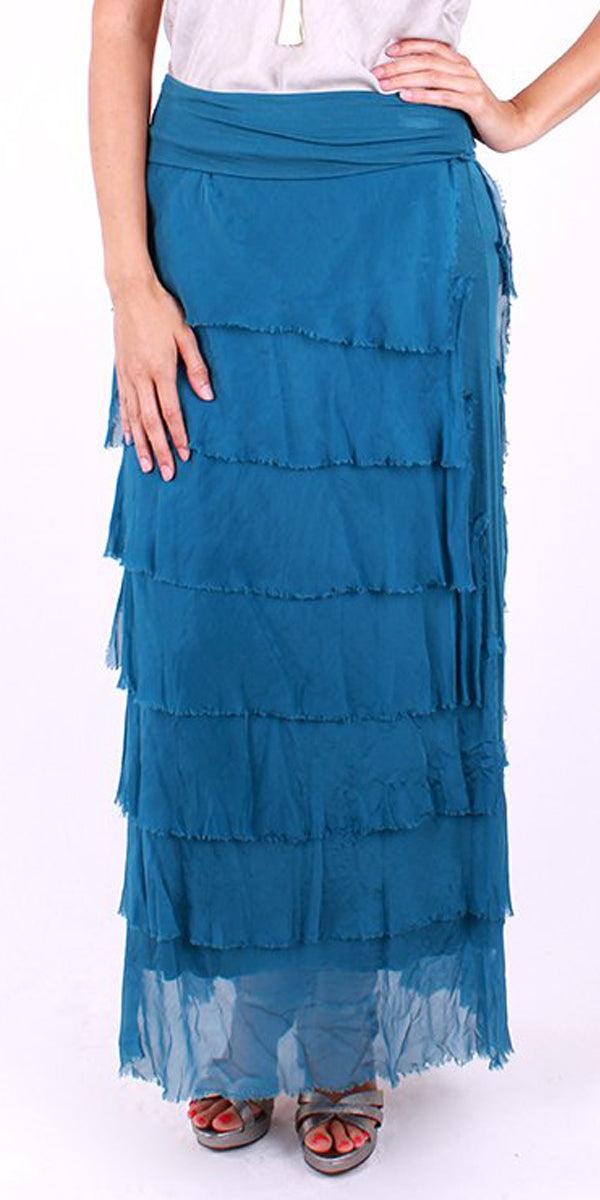 Siena Maxi Skirt - Gigi Moda - Made in Italy # 8601, Free Shipping, Gigi Moda, Made in Italy, OS, Ruffle, Silk